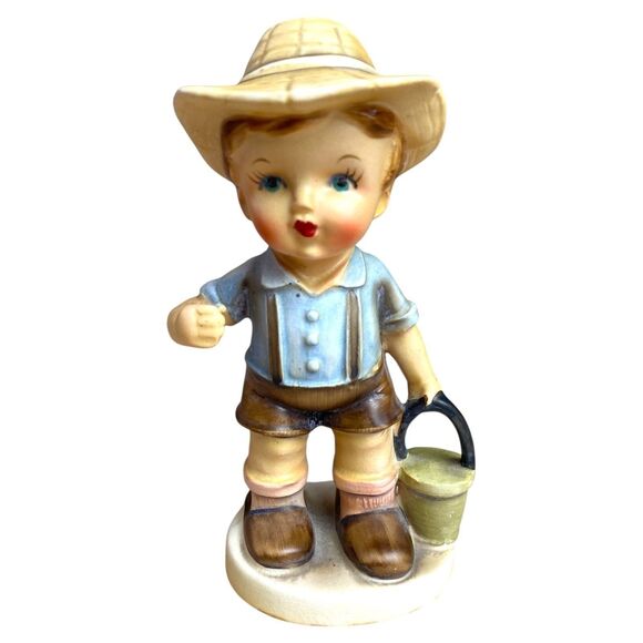 Arnart 3008H The Fishing Boy Figurine 5.5" Vintage Ceramic Home Decor - Picture 2 of 7